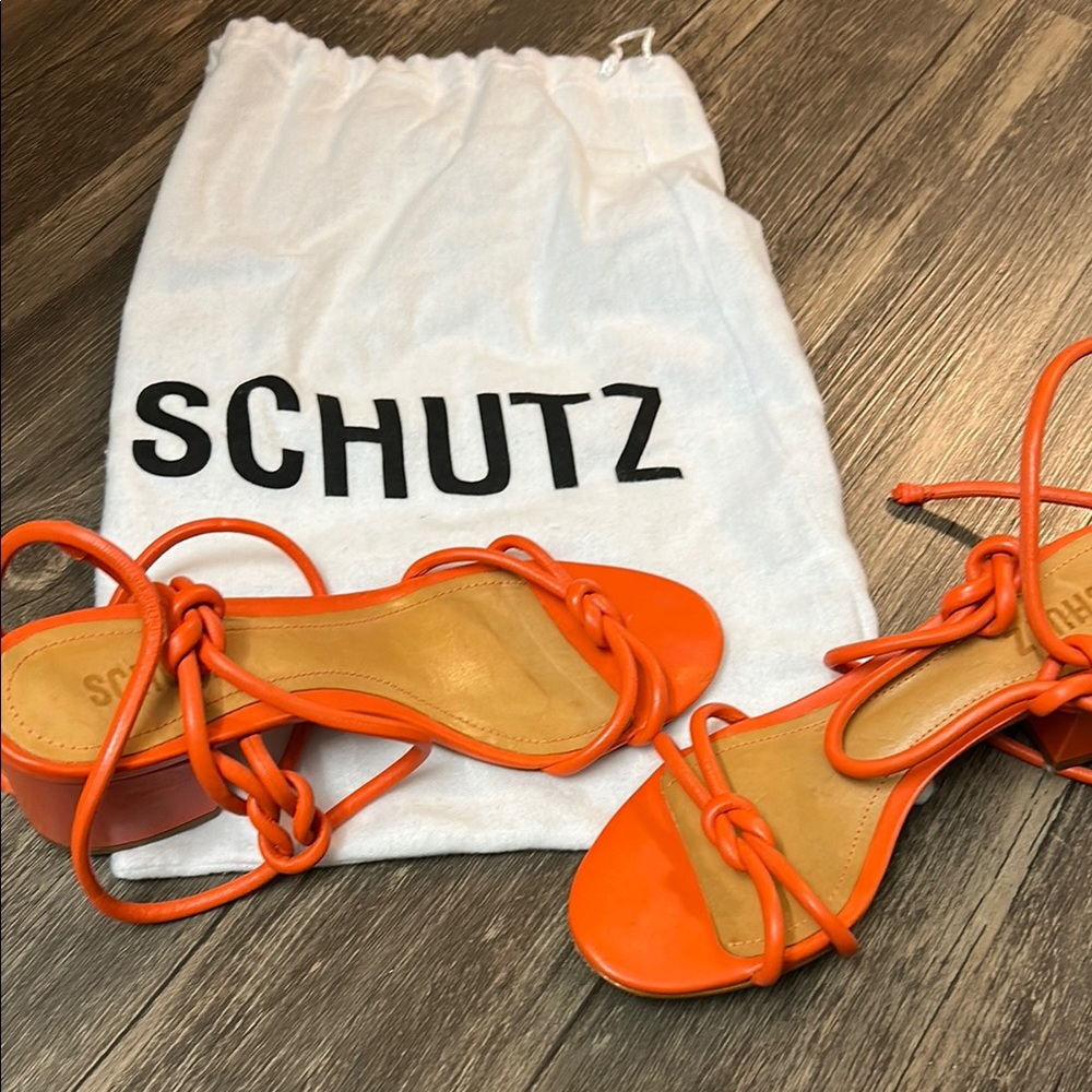 SCHUTZ Orange Strappy Sandals Summer Essential